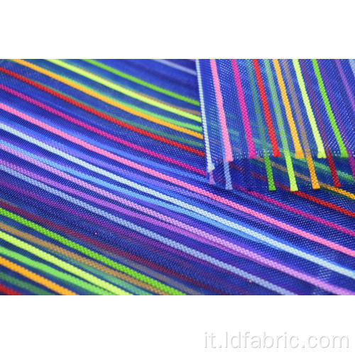 Tessuto di maglia a righe colorate in poliestere di nylon